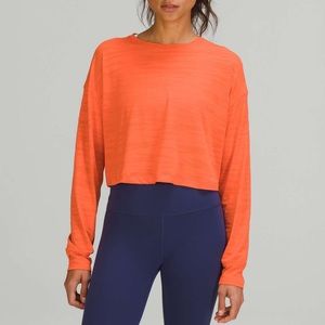 lululemon muscle love long sleeve shirt tiger mesh orange